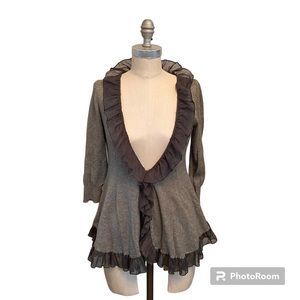 Guinevere Anthropologie ruffle open front cardigan